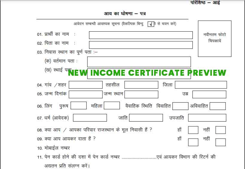 rajasthan-income-certificate-form Preview PDF