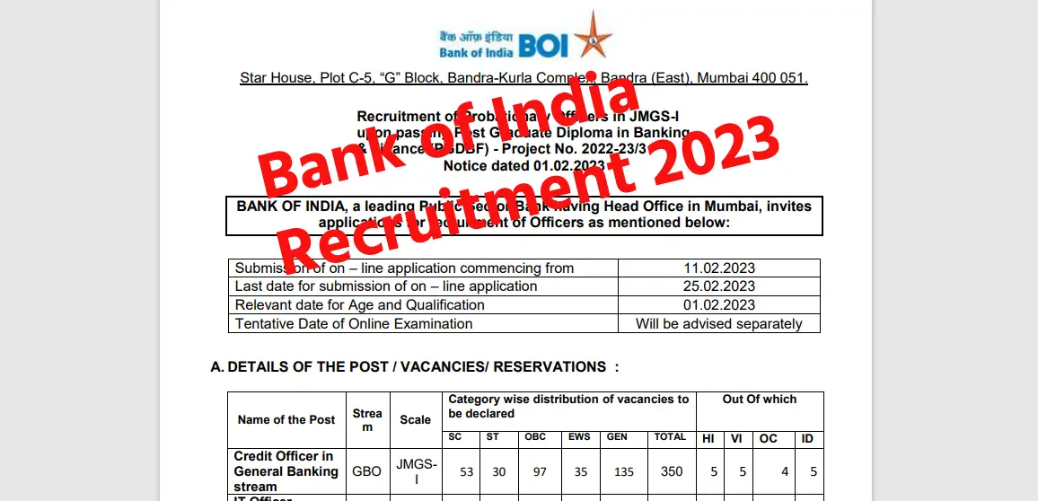 bank of India recruitment